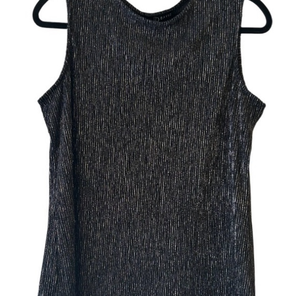 Fred David Black and Silver Sleeveless Blouse